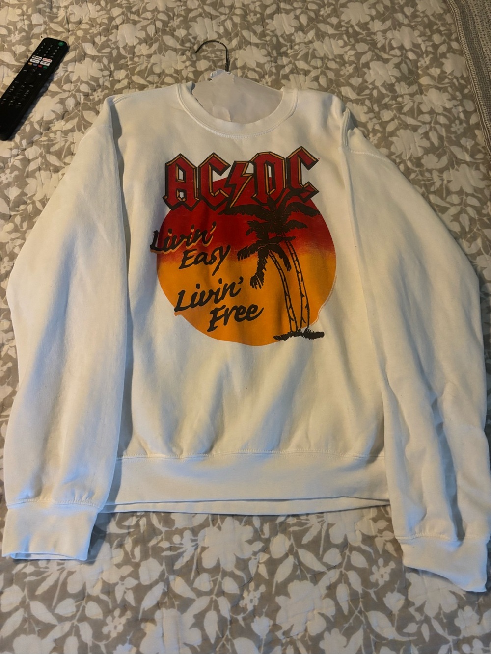 Junk Food AC/DC White 'Livin' Easy, Livin' Free' Graphic Crewneck Sweater